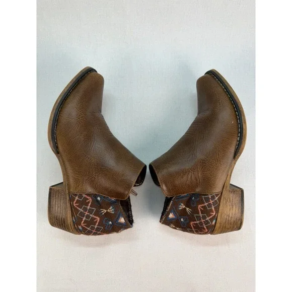 Roper Sedona Ankle Boots Womens 7.5 Brown Faux Leather Aztec Print Western Boho - Picture 9 of 10